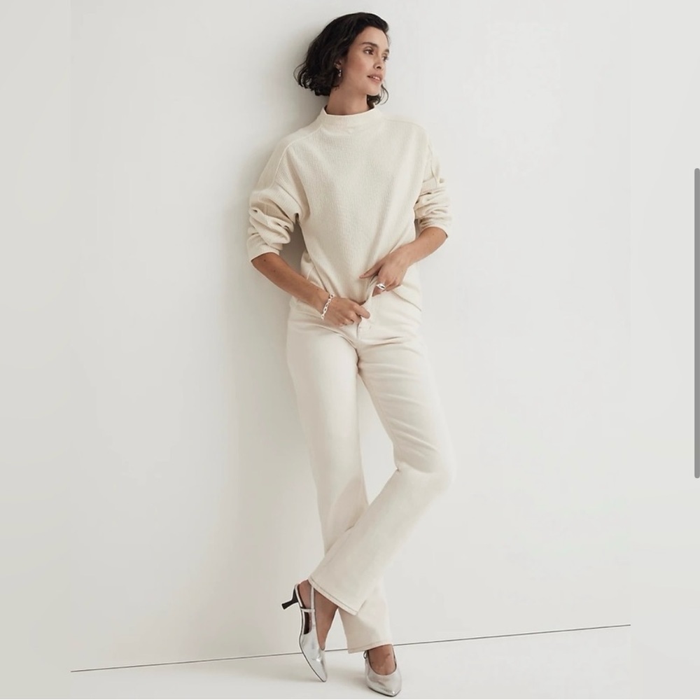 NWOT Madewell Textured Jacquard Funnelneck Top Ivory White XXL